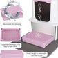 RIZZARI Stainless Steel Cat Litter Box, Odorless Enclosed Litter Box with Top Holes, Large Litter Pan for Small to Large Sized Cats (Dark Pink, 24" L*16" W*18" H)