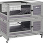 Aivituvin Rabbit Hutch Rabbit Cage Outdoor & Indoor on Wheels Bunny cage with Deep No Leak Pull Out Tray,Upgrade Version (Gray)