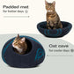 MEOWFIA Cat Cave – Premium Felt Cat Bed for Indoor Cats, Handmade 100% Merino Wool (Large, Black Aqua)