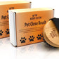 The Buddy System Pet Close Brush, Soft Touch Oval Palm Brush - Bamboo Massage Handheld with Soft Boar Bristles and Elastic Band for Dogs and Cats 2 Pack