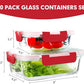 VERONES 10Pack Glass Meal Prep Containers, Airtight Glass Lunch Containers,Stackable Glass Food Storage Containers Set with Lids,Exclusive of BPA, for Microwave,Oven, Freezer&Dishwasher Friendly,Red