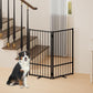 Full Metal Freestanding Dog Gate with Door, 36''Height Foldable Pet Dog Fence for Indoor & Outdoor, 2 Panels Extra Wide Free Standing TallDog Gates for Doorways,House,Stairs,Porch,Deck,Yard