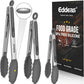 Kitchen Tongs with Silicone Tips - Heat Resistant 600 Degrees Stainless Steel Locking Cooking Tongs with Rubber Tips, Non-Stick Food Tongs for Cooking, Heavy Duty, Set of 3-7" 9" and 12" Grey