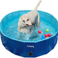 Furrybaby Foldable Dog Pool, Small Dog Swimming Pool for Dogs, Collapsible Hard Plastic Doggie Pool, Portable Bath Tub for Pets Dogs and Cats, Navy 32''
