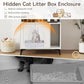PETSITE Cat Litter Box Enclosure with Storage Shelf, 52 Inches Tall Modern Wooden Hidden Litter Box Furniture with Storage Shelving, Ideal for Indoor Cats (White)