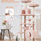 Taoqimiao Cat Tree, 68-Inch Cat Tree Cat Tower for Indoor Cats, Plush Multi-Level Cat Condo with 6 Scratching Posts, 2 Perches, 2 Caves,Hammock, 3 Pompoms,MS020SP Jelly Pink