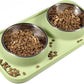 Cat Food Bowls, Cat Bowls Non-Skid and Non-Spill Silicone Pads with PP Stand, Removable Stainless Steel Food and Water Dishes for Cats, Small Size Dogs