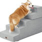 Made4Pets Dog Stairs for High Bed, Extra Wide Pet Stairs for Bed Couch Sofa, 35D Foam Pet Steps for Small Dogs and Cats, Non-Slip Bottom Dog Steps, Light Grey, 5 Steps