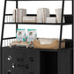 Recaceik Large Cat Litter Box Enclosure with Shelf Storage, Hidden Cat Washroom Furniture, Wooden Cat House with Scratch Pad, Sturdy Indoor Cat Cabinet with 2 Doors, Black