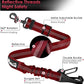 SlowTon Dog Seat Belt, Adjustable Dog Safety Belt Leash, 2 in 1 Latch Bar Attachment Dog Car Seatbelt with Elastic Nylon Bungee Buffer, Reflective Nylon Belt Tether(Red 35.5in)