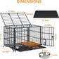 aboxoo 42/48 inch Heavy Duty Metal Dog Crate for 2 Dogs/Large Dog,All Metal Open Top Stackable,Dog Kennel Indoor with Wheels,Floor Grid, Tray, Divider and Feeding Bowl