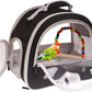 Portable Parrot Travel Cage Carrier with Small Swing Toy&Cage Colorful Toys Set Small Bird Parakeet Bag with Standing Perch Bird Carry Transport Bag (Black, Carreir/Swing)