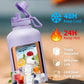 Half Gallon Water Bottle Insulated - 64 oz Water Bottle with Carrying Sleeve, Paracord Handle, Straw Spout Lid, Leak-proof Metal Hydro Water Jug for Workout Sport Hiking Gym, Purple Big Flask Thermo