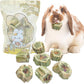 Fhiny Rabbit Chew Toys Natural Baked Papaya Wood Bunny Molar Treats Contain Alfalfa Grass Apple Carrot and Purple Sweet Potato Filling for Hamsters Guinea Pigs Chinchillas Teeth Grinding(0.22 lb)