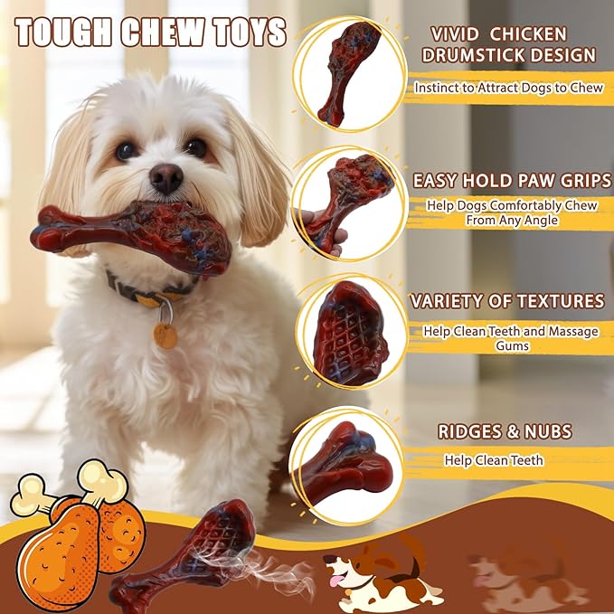 Dog Chew Toys for Aggressive Chewers, Indestructible Dog Toy for for Medium/Large Breed, Tough Nylon Teething Bone Toy to Keep Them Busy,Bacon and Real Beef Flavor (Beef Flavor, 1 Pack)
