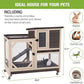 GUTINNEEN Rabbit Hutch Indoor Mobile Bunny Cage with Run Wooden 2 Story Guinea Pig Cage Outdoor for Small Animals with Wheels,Two Deeper No Leak Trays(Brown)