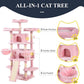 Allewie 68 Inches Cat Tree/House and Towers for Big Feline/Scratching Post/Multi-Level Large Kitty Climbing Tree with Condo/Pink