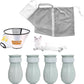 7-Piece Cat Bathing Set - Anti-Scratch Silicone Shoes, Claw Covers, Shower Net, Bathing Bag & Elizabethan Collar (Grey-3)