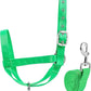 XUANNIAO Easily Adjustable Figure 8 Cow Halter, Double-Ply Premium Livestock Cattle Halters, Colorful Cow Utility Calf Halter with Leading Rope for Miniature Horse Donkey Goat Foal (Small, Green)