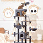 Taoqimiao 83In Heavy Duty Cat Tree, Suitable 20lb+ Large Cats, XXL-Cat Tower for Indoor Cats Large Adult, 2 Luxurious Cat Cando with 8 Scratching Posts,Oversized Metal Hammocks,Smoky Gray MS032G