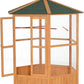 PawHut 69" Large Wooden Hexagonal Outdoor Aviary Flight Bird Cage with Covered Roof, Brown