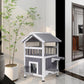 GEGURI Outdoor Cat House Weatherproof, Wooden Two-Story Feral Cat Shelter with, Escape Door, Balcony