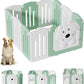 Foldable Dog Play Pen Indoors, Non-Slip Sturdy Puppy Playpen with Door, 25.5" H 10-Panel Adjustable Shape Dog Fence Pen for Small/Medium Dogs, Thickened, Easy to Store, White+Green