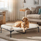Veehoo Cooling Elevated Dog Bed Add Removable Deluxe Rose Plush Bolster Cushion Mat, 47" x 29" Washable Dog Couch Bed, Raised Pet Cot with Breathable Teslin Mesh, No-Slip Feet, White, CWC2439B