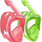QingSong Kids Snorkel Mask Full Face, Snorkeling Set with Camera Mount, Foldable 180 Degree Panoramic View Snorkeling Gear Anti-Fog Anti-Leak