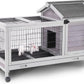 Aivituvin Wooden Rabbit Hutch with Removable Wire Floor Grid, Bunny Cage with Deeper Leakproof Tray 4 Wheels Include