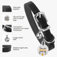 BRONZEDOG Leather Cat Collar with Removable Bells Non Breakaway Kitten QR Tag for Girl Boy (7" - 9" for Cats, Black & Silver)