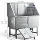 DWVO Professional Pet Dog Bathing Station for Grooming, 50'' Dog Grooming Bathtub with Left Ramp, Floor Grate, Faucet, Showerhead & Soap Holder for Large, Medium & Small Pets