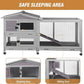 Bunny Cage Indoor and Outdoor Rabbit Hutch with Casters Waterproof Roof, Pull Out Tray from Back and Front 61.2" L x 22.6" W x 33.5" H