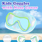 Aegend Kids Swim Mask Goggles, Tempered Glass 180° HD Wide View with Nose Cover