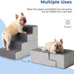Dog Stairs for Large Dogs - Extra Wide Pet Stairs 2 in 1 with Zippers Suitable for Couch and Bed, Foam Dog Steps with Non Slip Bottom Grey 4 Steps, Grey
