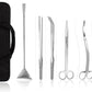 Aquascaping Tools 7 in 1 Kit Aquarium Plant Scissors Tools Set Curved & Waved Scissor Tweezers Spatula Stainless Steel Anti Rust Tools for Fish Tank Cleaning Plant Trimming