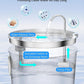 3.4Gal Dog Water Fountain for Large Dogs, Extra Large Stainless Steel Pet Water Fountain, Round Dog Water Bowl Dispenser with Metal Handle, Water Level Window, Supet Quiet Pump for Multi Pet Home