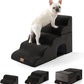 Extra Wide Dog Stairs with Tunnel, Detachable Large Pet Step for Small Medium Dog, Puppy or Cat, Ramp for High Bed, Couch, Sofa or Car, Stable, 19.7x33x22.4 inch, 5 Step, Black