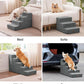 Made4Pets Dog Steps for Bed, Extra Wide Dog Stairs for High Bed Couch Sofa, 35D Foam Pet Steps for Small Dogs and Cats, Non-Slip Bottom Pet Stairs, Grey, 4 Steps