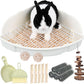 RUBYHOME Rabbit Litter Box Large Bunny Guinea Pig Corner Litter Box Potty Trainer Bigger Pet Pan Hamster Bedding Cage Litter Fanshaped for Adult Guinea Pigs Chinchilla Ferret, 20 in x 13.2 in x 6 in