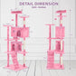 70 inches Cat Tower for Indoor Cats Multi-Level Cat Condos for XL Cat Tree Cat Climbing Tower with Scratching Posts, Hanging Toys,Pink
