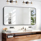 24" x 48"Bathroom Mirror, Matte Black Wall Mirror with Metal Frame, Decorative Rectangular Vanity Mirror for Bedroom Bathroom Living Room Entryway (Horizontal/Vertical)