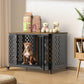 Dog Crate with Cushion, 38" Wood Heavy Duty Dog Crate Furniture with Flip Top & Wheels for High Anxiety Dogs, Escape Proof Pet Cage for Small/Medium Dogs