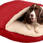 Snoozer Classic Poly-Cotton Cozy Cave Pet Bed, Large, Red.