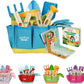 Blue Kids Gardening Tools - Includes Sturdy Tote Bag, Watering Can, Gloves, Shovels, Rake, and Delightful Children's Book - Kids Garden Tool Set -Easter Gifts for Toddler Age on up.