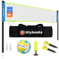 20FT Outdoor Volleyball Net Set System for Backyard Beach with Anti-Sagging Net, Iron Adjustable Height Poles, Soft PU Volleyball and Pump, Carry Bag - Instant Set Up & Durable
