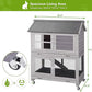 Rabbit Hutch Indoor Outdoor Bunny Cage Rabbit House with Movable Wire Netting, Guinea Pig Habitat On Wheels,Pull Out Leak Proof Tray L38.6 x D25.6 x H44.2