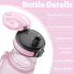 OLDLEY 25 oz Water Bottle, Motivational Water Bottle with Time Marker, Sports Water Bottle With Strap, Leakproof & BPA Free Large Water Bottles for School, Gym, Travel, Outdoor, Tritan,Pink