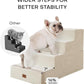 Dog Stairs for High Bed, Dog Steps for Bed Couch Sofa, 35D Foam Extra Wide Pet Steps for Small Dogs and Cats, Pet Stairs with Non-Slip Bottom Beige, 4 Steps