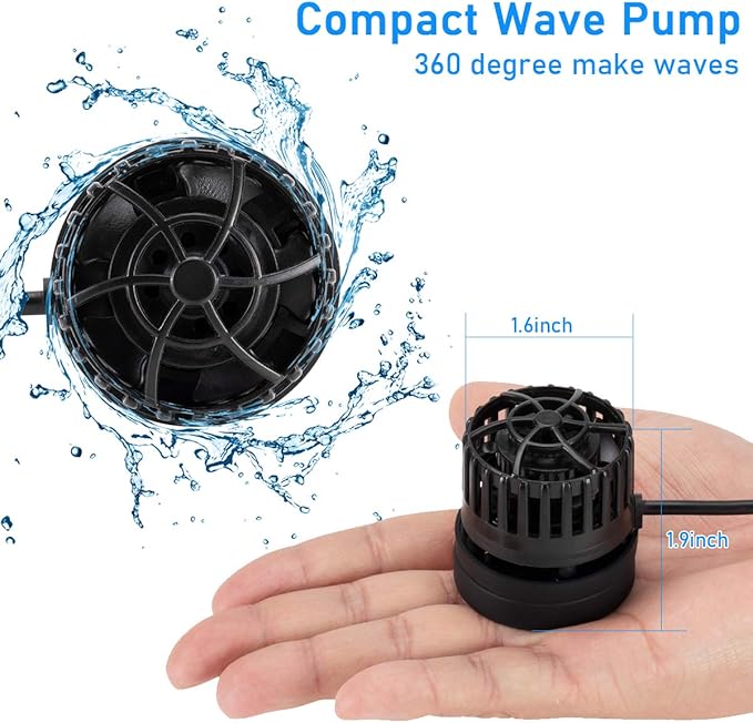 hygger Quiet Magnetic Aquarium Wave Maker, 1600GPH DC 12V Powerhead with Digital Led Display Controller, Submersible Water Inverter Circulation Pump for Fish Tank 3-25 Gallon